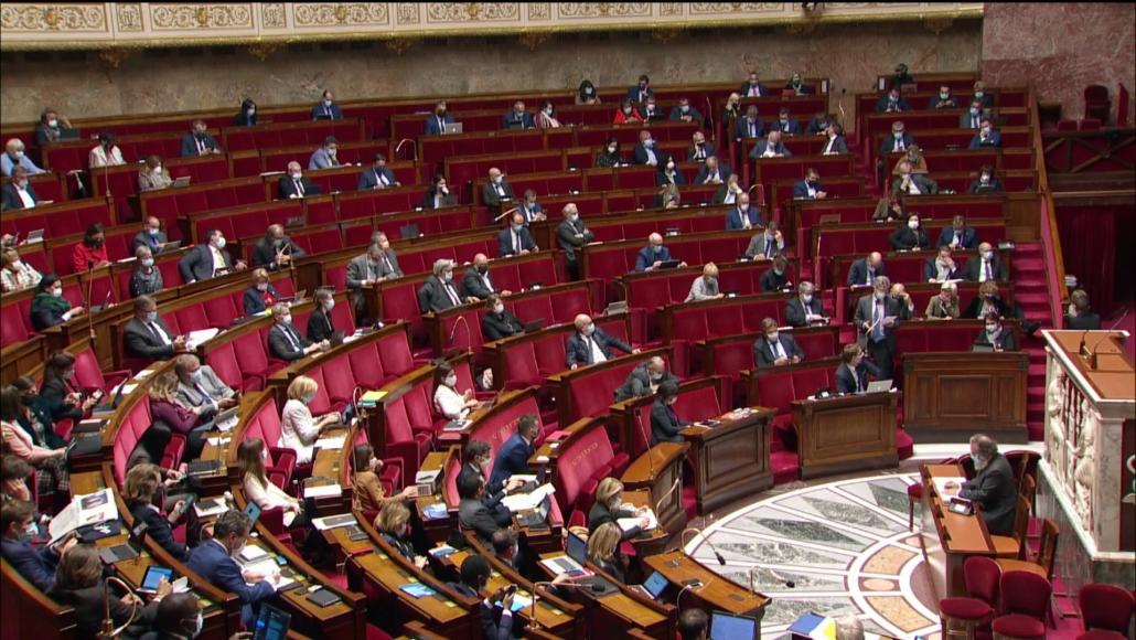 L'hémicycle de l'Assemblée durant l'examen du projet de loi de vigilance sanitaire, le 3 novembre 2021
