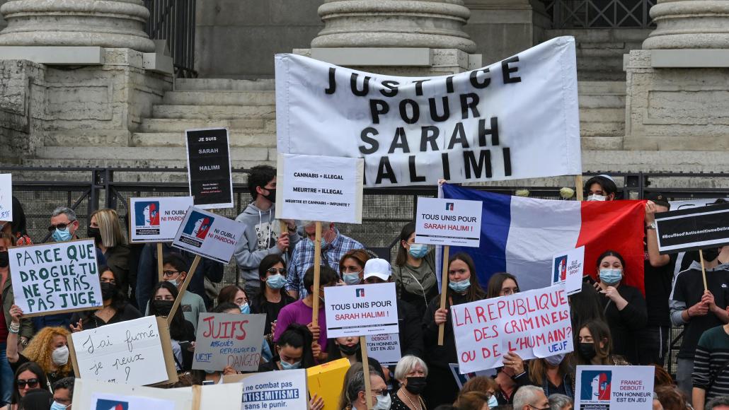 Une manifestation dans le cadre de l'affaire Sarah Halimi à Lyon, en avril 2021
