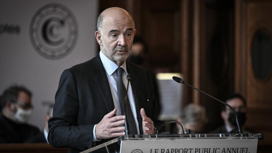 Pierre Moscovici, premier président de la Cour des comptes lors de la présentation du rapport, le 16 février 2022 (AFP)