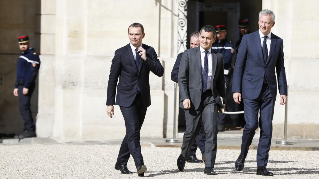 Olivier Dussopt, Gérald Darmanin et Bruno Le Maire restent au gouvernement (AFP)