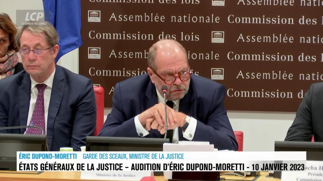 Éric Dupond-Moretti présente le plan d'action des États généraux de la justice aux députés, mardi 10 janvier 2023