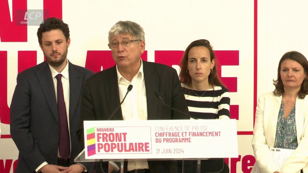 Eric Coquerel lors de la conférence de presse de chiffrage du programme du Nouveau Front populaire, le 21 juin 2024