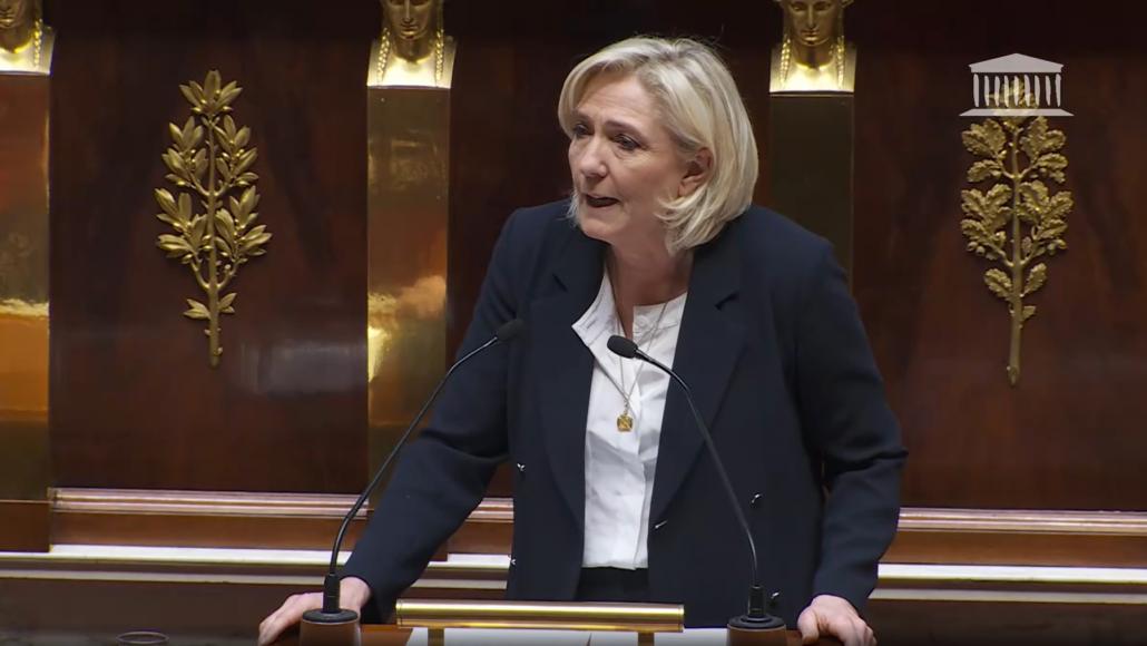 Marine Le Pen à l'Assemblée nationale.