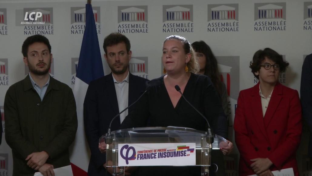 Conférence de presse du groupe LFI à l'Assemblée, le jeudi 10 octobre 2024.