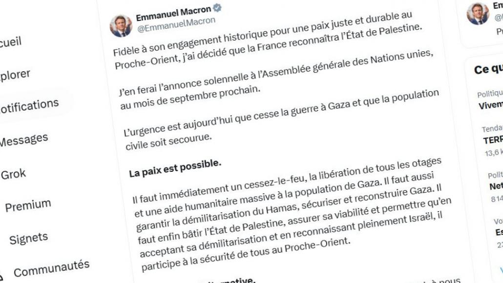 Capture de compte X d'Emmanuel Macron