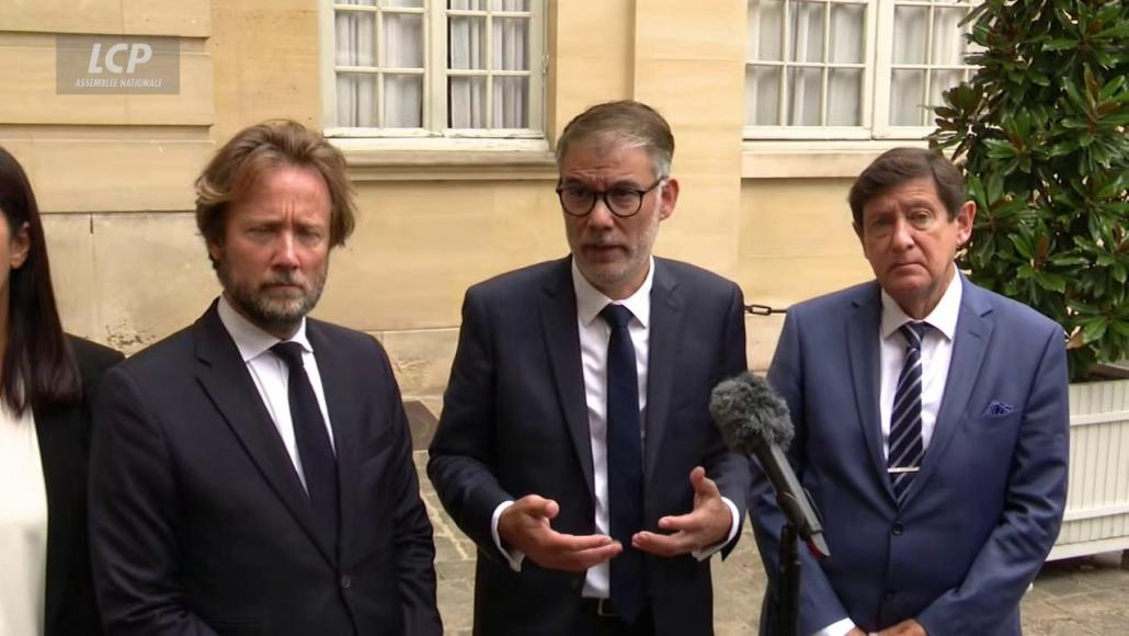 Boris Vallaud, Olivier Faure et Patrick Kanner, le 4 septembre 2025