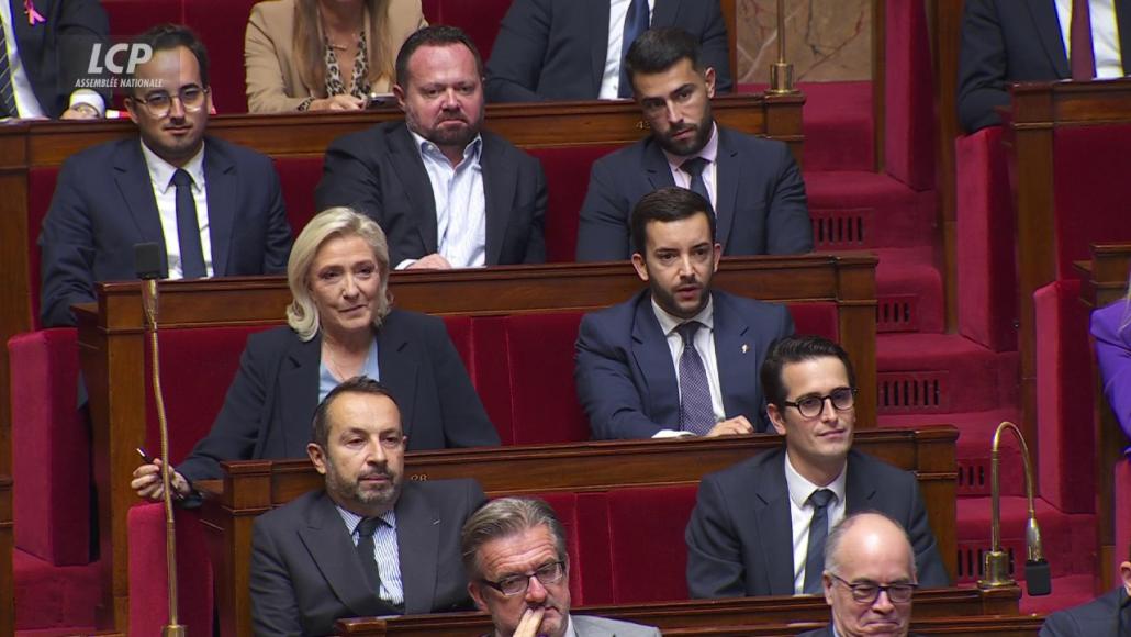 Marine Le Pen, Jean-Philippe Tanguy, Sébastien Chenu et d'autres députés RN, le 16 octobre 2025. mk