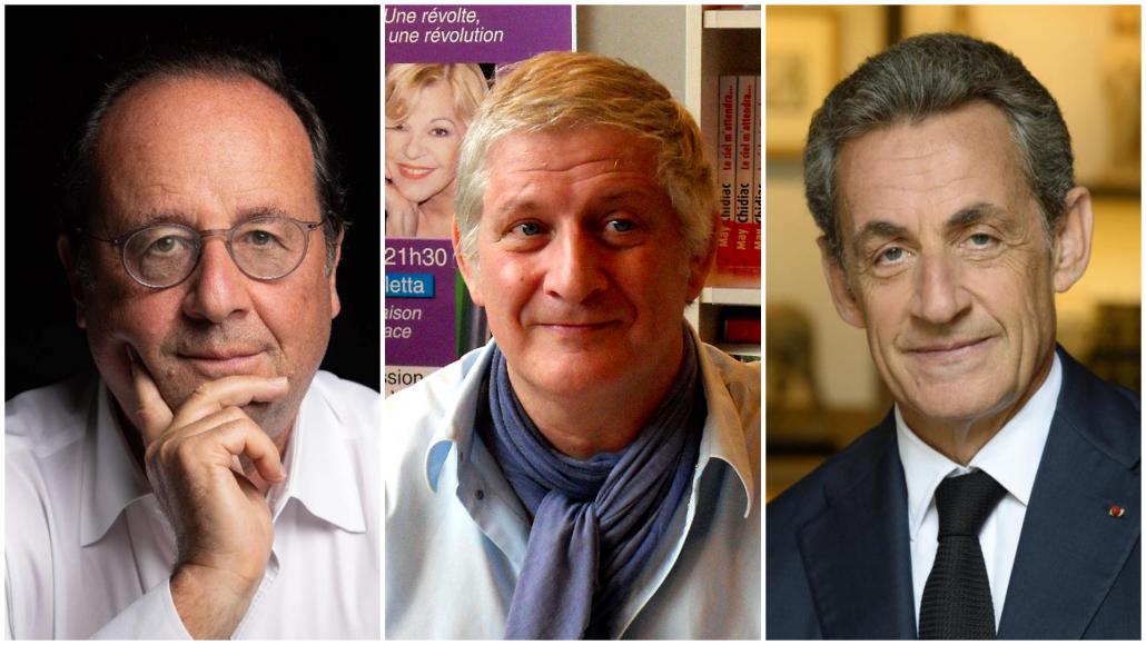 François Hollande, Patrick Sébastien et Nicolas Sarkozy.