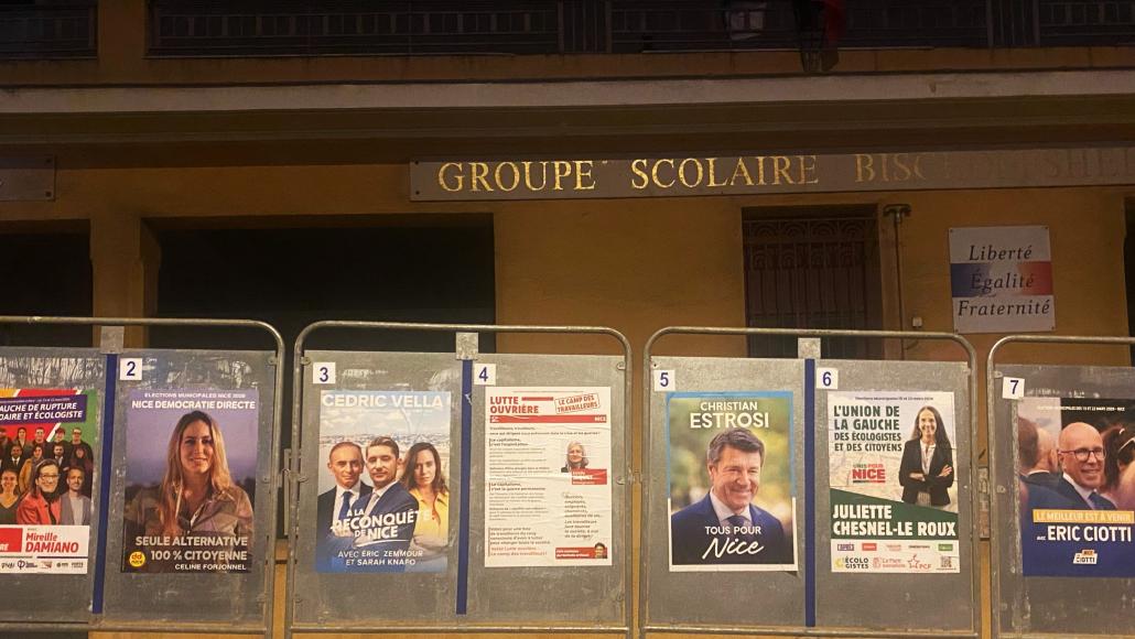 Affiches de campagne pour l'élection municipale à Nice
