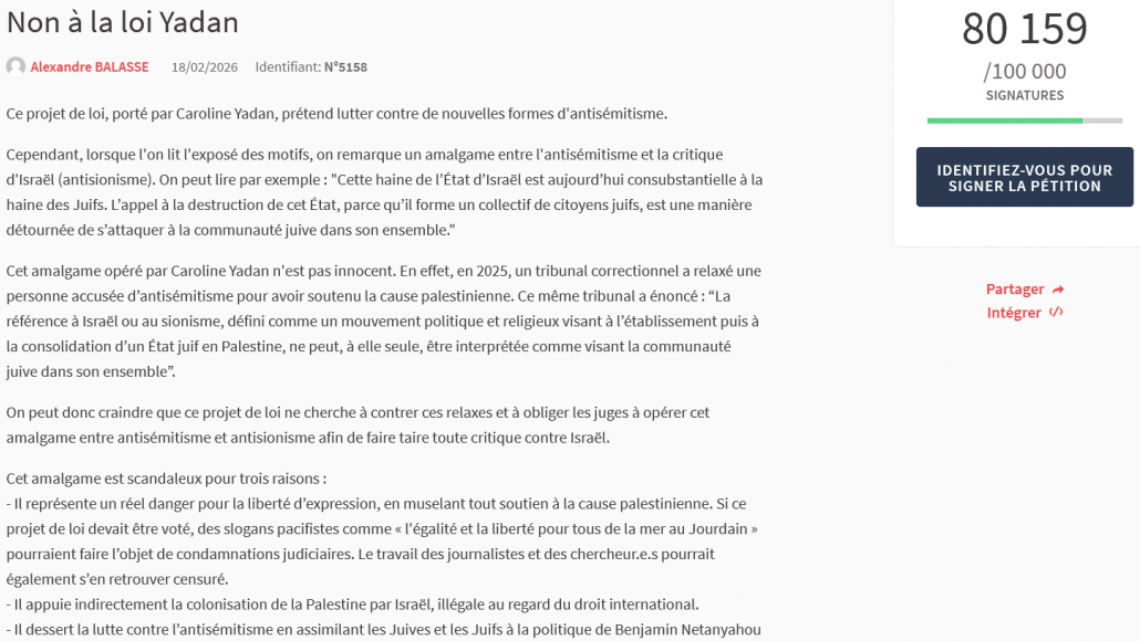 "NON À LA LOI YADAN" : UNE PÉTITION SUR LE SITE DE L'ASSEMBLÉE RECUEILLE 30 000 SIGNATURES EN 48 HEURES ET RELANCE LE DÉBAT