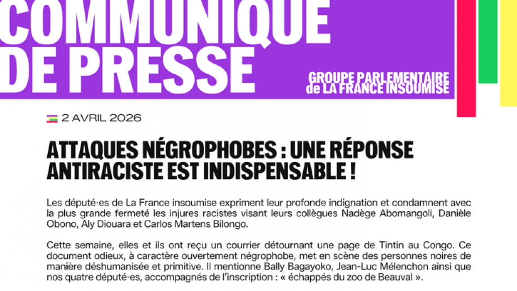 Communiqué de presse de La France insoumise