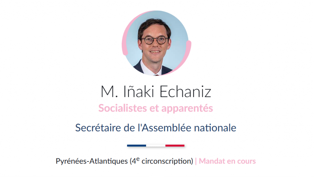 La fiche députée d'Iñaki Echaniz affiche désormais un tilde (© Assemblée nationale)