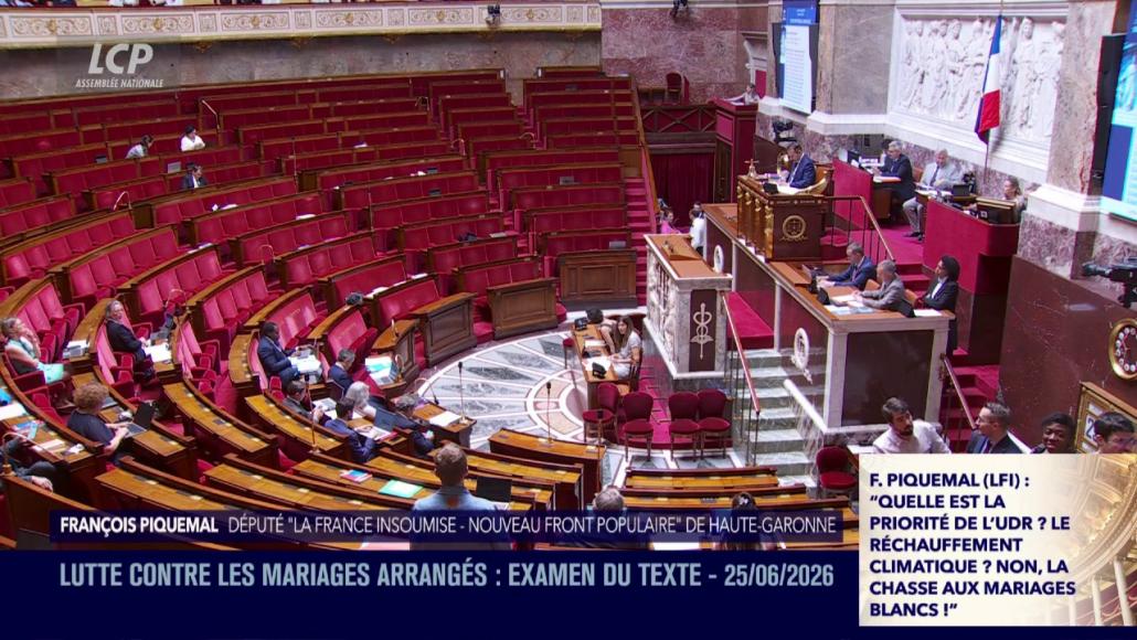 L'hémicycle de l'Assemblée nationale, ce jeudi 25 juin 2026.