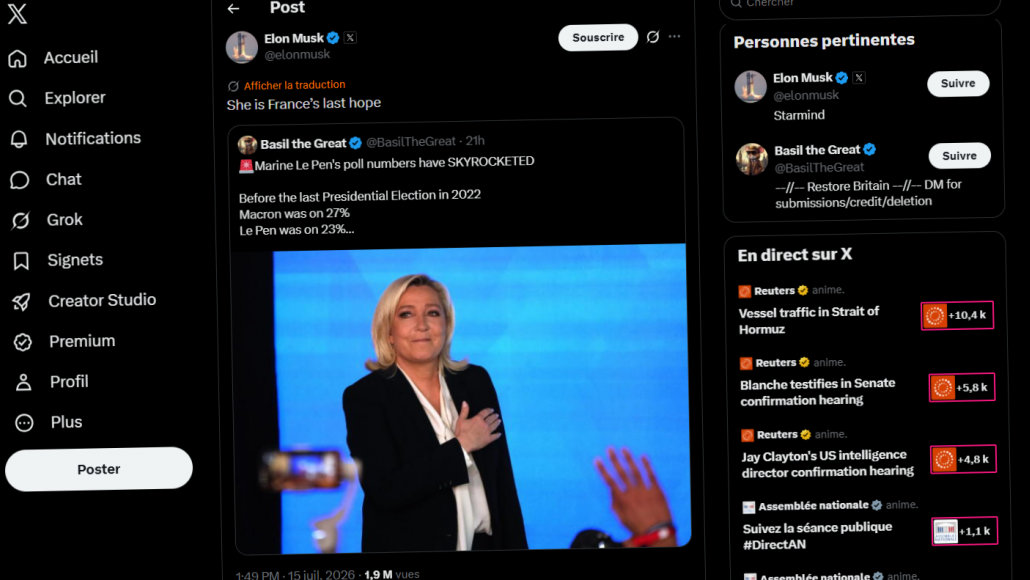 Capture d'écran de X