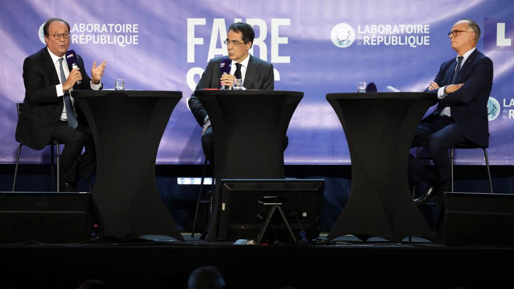 François Hollande et Édouard Philippe en débat à Sens, le 29 août 2026