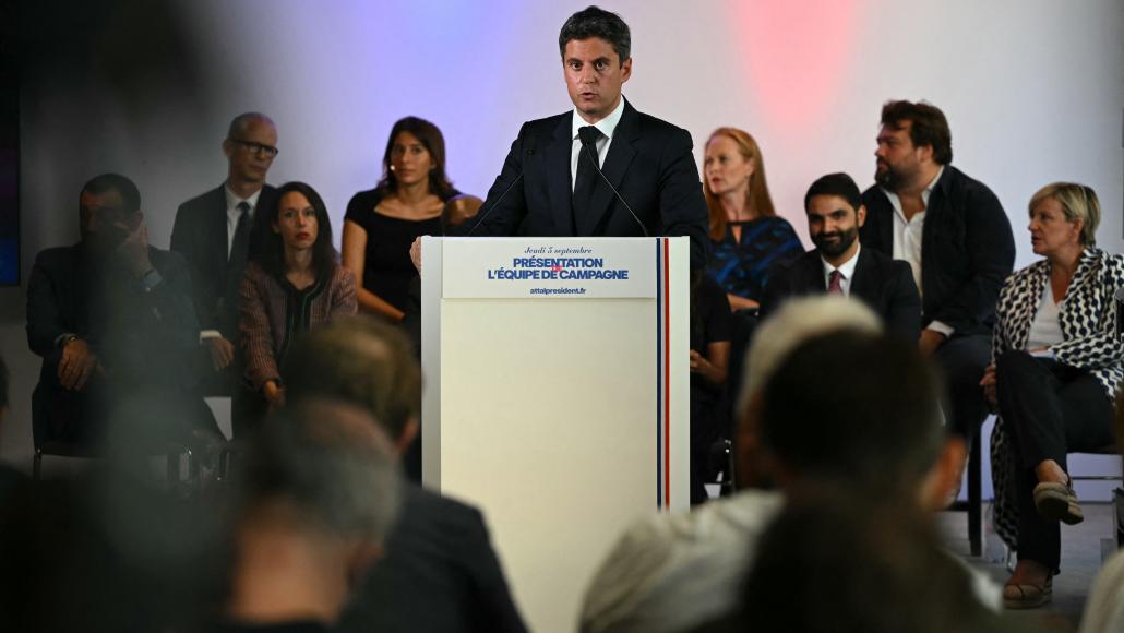 Gabriel Attal a présenté son équipe de campagne, le 3 septembre 2026