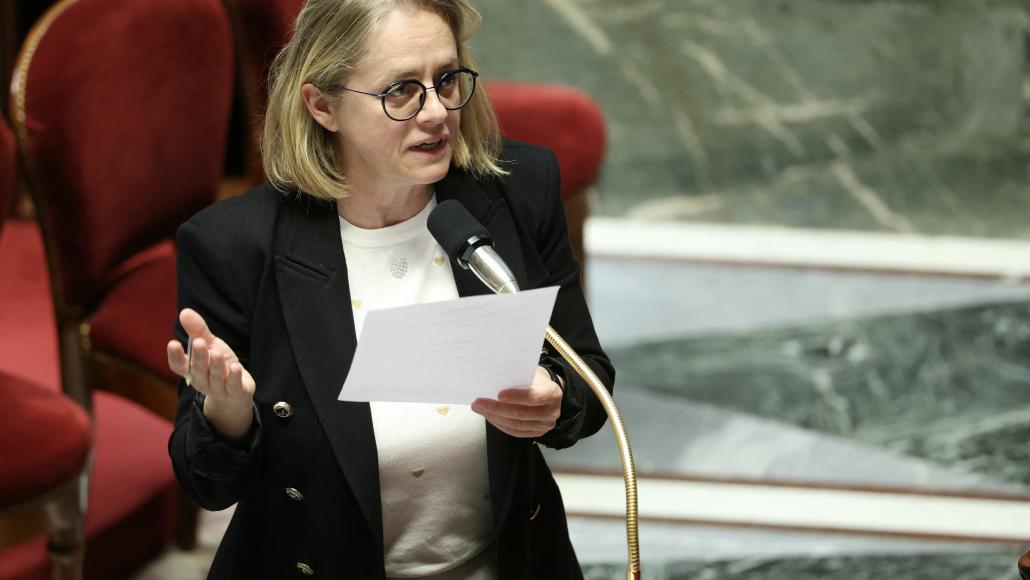 Céline Thiébault-Martinez, à l'Assemblée le 13 octobre. (Photo AFP / Thomas SAMSON)