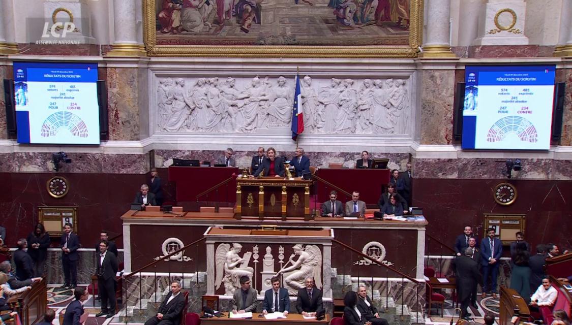 Hémicycle de l'Assemblée nationale, le 10 décembre 2025