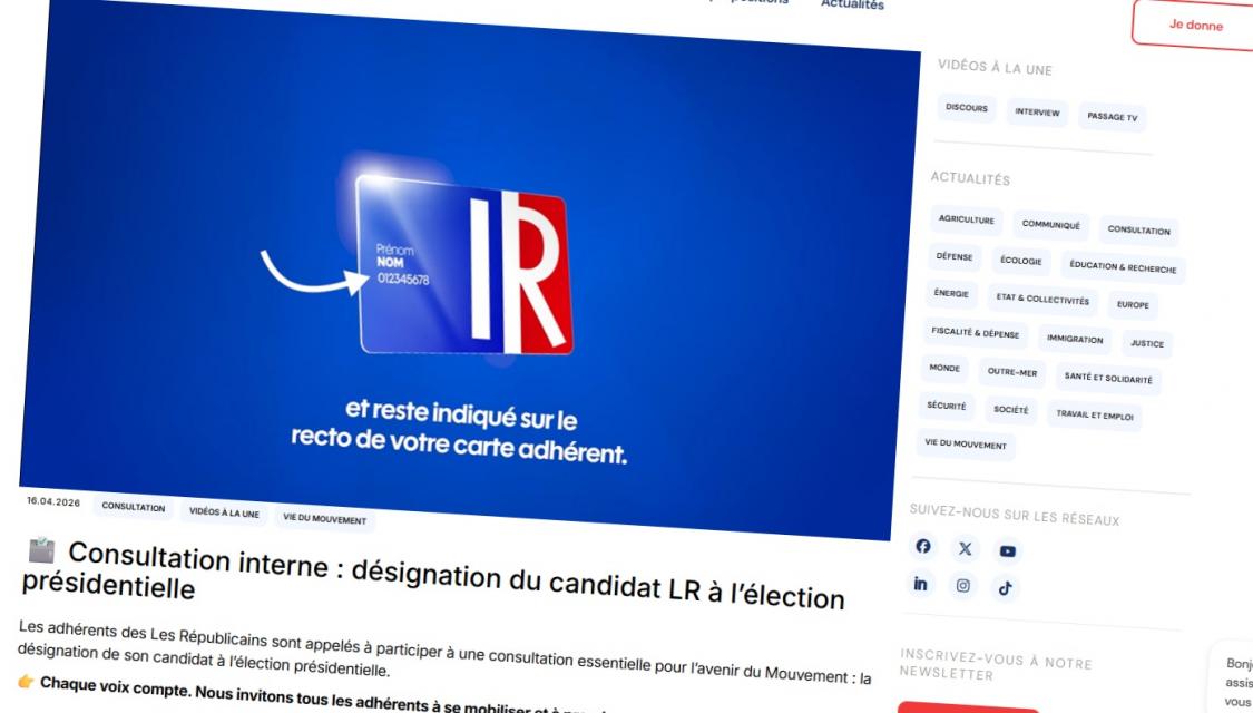 Capture d'écran du site des Républicains.