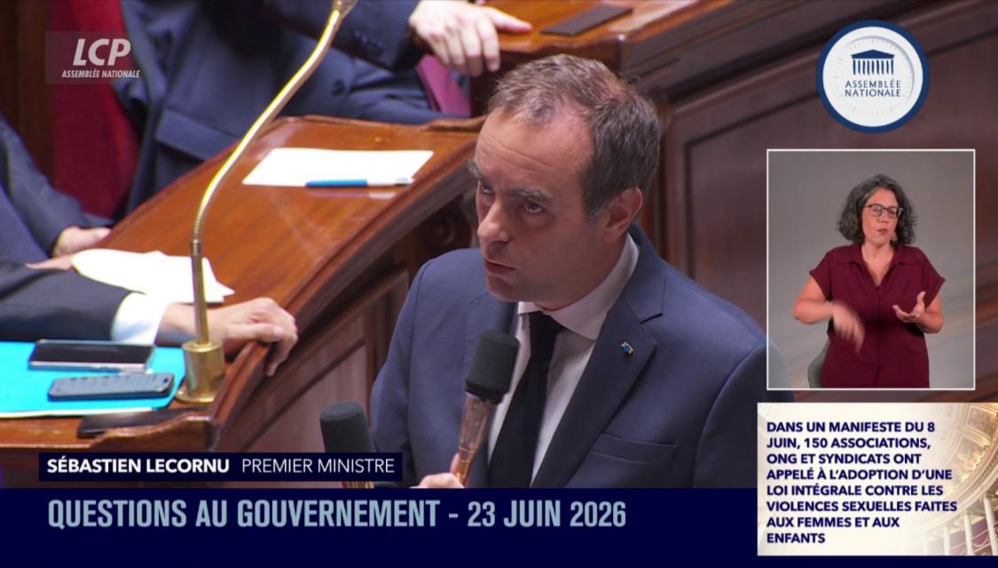 Sébastien Lecornu à l'Assemblée nationale, le 23 juin 2026 - LCP