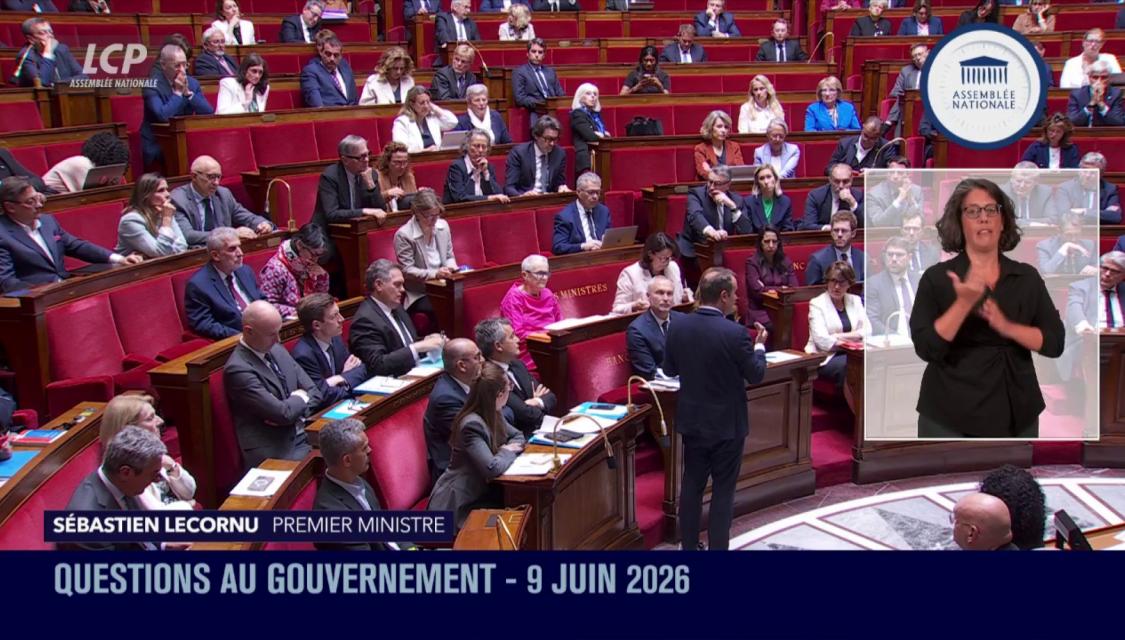 Sébastien Lecornu dans l'hémicycle, le 9 juin 2026