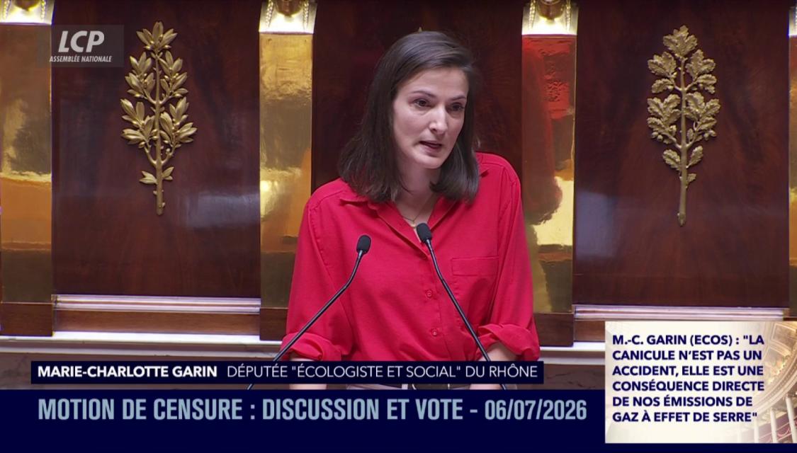 Marie-Charlotte Garin à l'Assemblée, le 6 juillet 2026