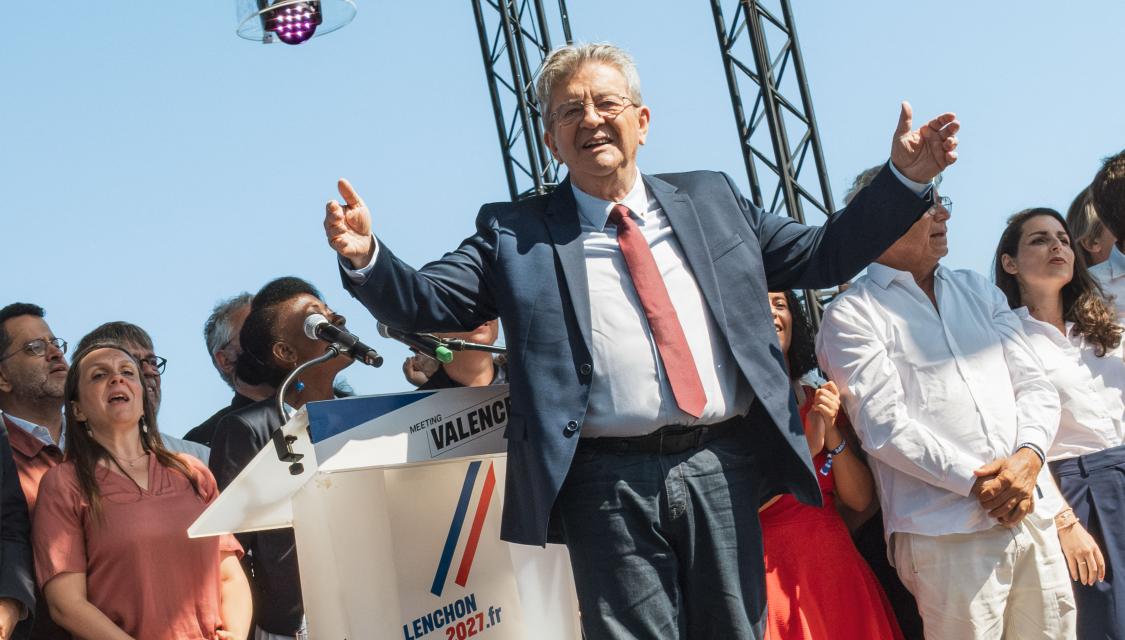 Jean-Luc Mélenchon à Châteauneuf-sur-Isère, le 23 août 2026.