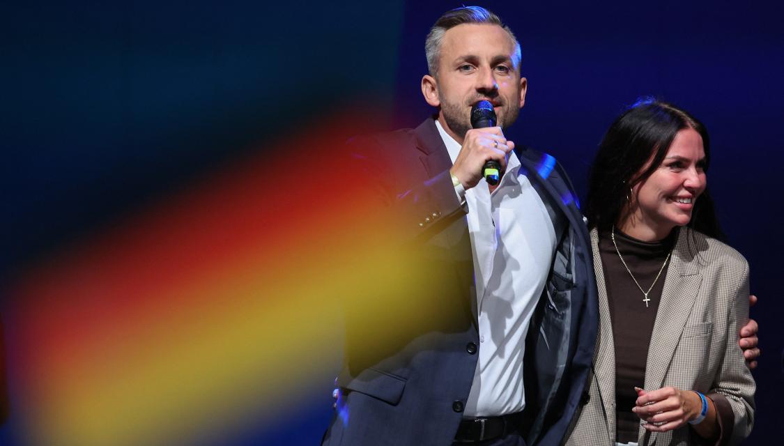 Ulrich Siegmund, leader de l'AfD en Saxe-Anhalt, en Allemagne, et vainqueur du scrutin régional (par RONNY HARTMANN / AFP)