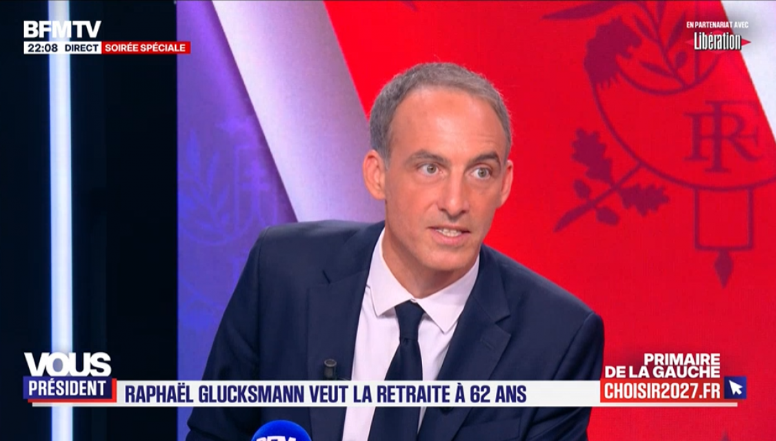 Raphaël Glucksmann lors du dernier débat de la primaire socialiste avant l'élection présidentielle (BFMTV)