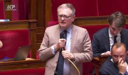 Philippe Juvin (DR) dans l'hémicycle, le 19 mai 2025