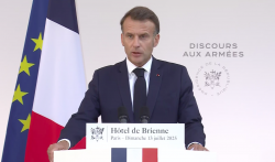 Emmanuel Macron lors de son discours aux Armées, le 13 juillet 2025.