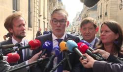 Boris Vallaud, Olivier Faure, Patrick Kanner et Johanna Rolland à la sortie de Matignon, le 17 septembre 2025.