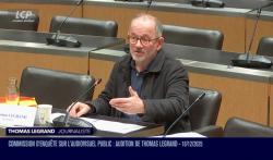 Thomas Legrand devant la commission d'enquête, le 18 décembre 2025.