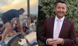 Karl Olive, député des Yvelines, filmé sur le capot d'une voiture après la victoire du PSG en Ligue des champions.