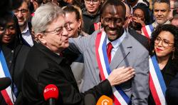 Jean-Luc Mélenchon et Bally Bagayoko, le 4 avril 2026, à Saint-Denis.