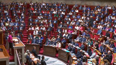Elisabeth Borne prononce son discours de politique générale le 6 juillet 2022, dans l'hémicycle de l'Assemblée nationale. LCP