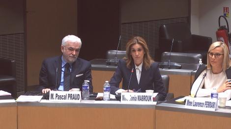 Pascal Praud, Sonia Mabrouk et Laurence Ferrari, auditionnés à l'Assemblée nationale, le 29 février 2024.