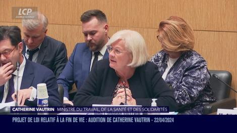La ministre de la Santé Catherine Vautrin est auditionnée par la commission spéciale sur le projet de loi relatif à la fin de vie. 
