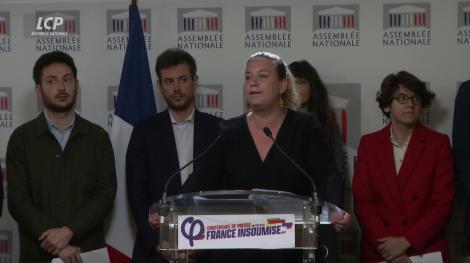 Conférence de presse du groupe LFI à l'Assemblée, le jeudi 10 octobre 2024.