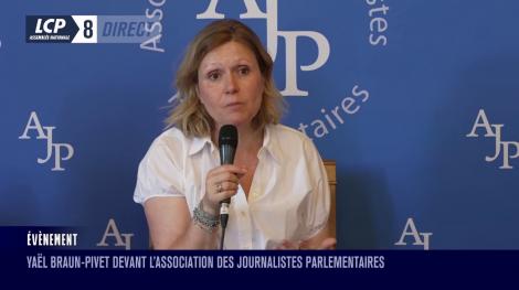 Yaël Braun-Pivet devant l'AJP, le 3 juillet 2025.