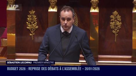 Sébastien Lecornu à l'Assemblée nationale, le 20 janvier 2026.