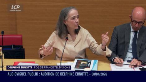 Delphine Ernotte à l'Assemblée, le 8 avril 2026