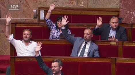 Députés du Rassemblement national dans l'hémicycle, le 24 juin 2026