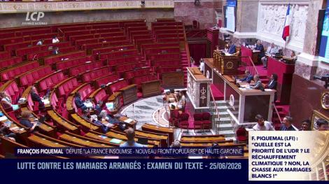 L'hémicycle de l'Assemblée nationale, ce jeudi 25 juin 2026.