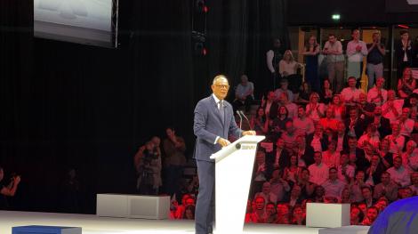 Edouard Philippe en meeting à l'Adidas Arena, le 5 juillet 2026