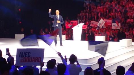 Edouard Phillippe en meeting à l'Adidas Arena, le 5 juillet 2026