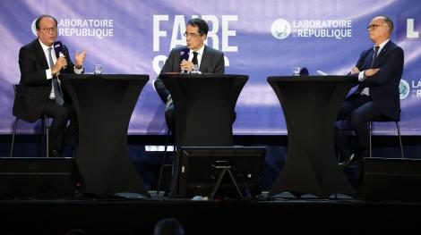 François Hollande et Édouard Philippe en débat à Sens, le 29 août 2026