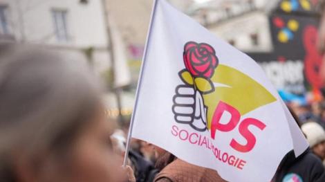 Drapeau du PS en manifestation