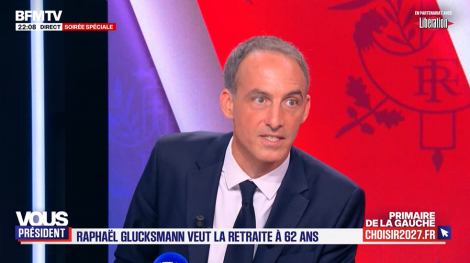 Raphaël Glucksmann lors du dernier débat de la primaire socialiste avant l'élection présidentielle (BFMTV)