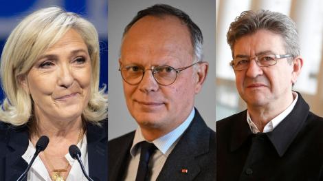 Marine Le Pen, Édouard Philippe, et Jean-Luc Mélenchon.